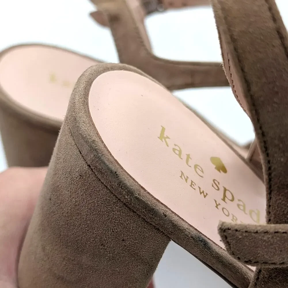 Kate Spade Delphi Heel Platform Sandal Women's Roasted Almond Size US9B EU39.5